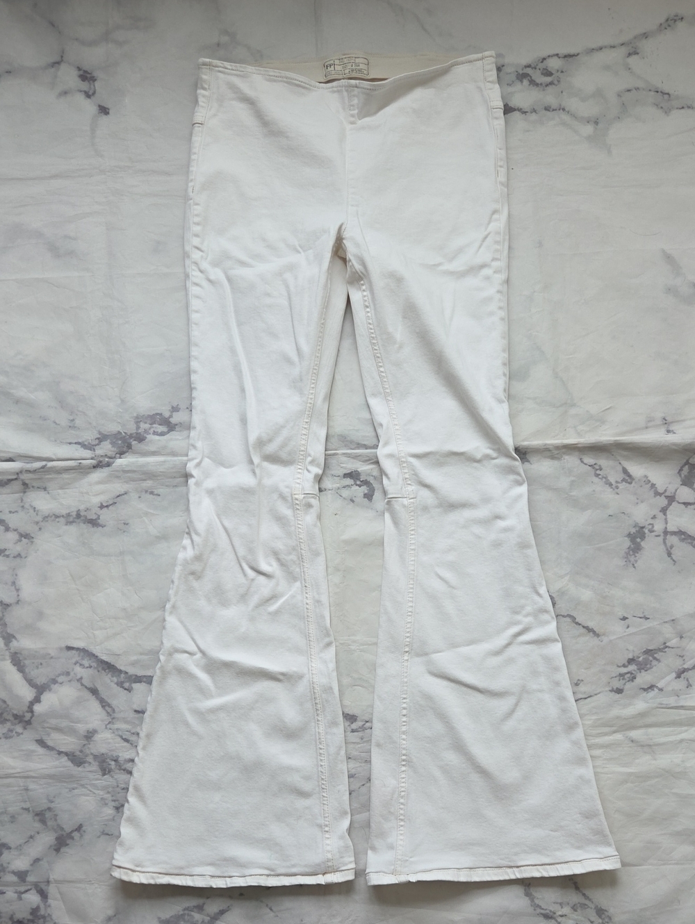 Free People Pull On Ivory Flare Jeans